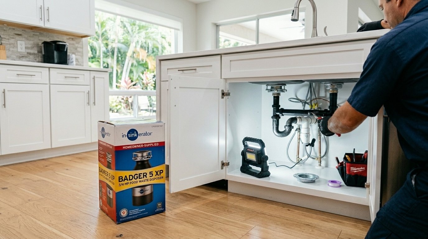 Garbage disposal replacement work in a Wesley Chapel home
