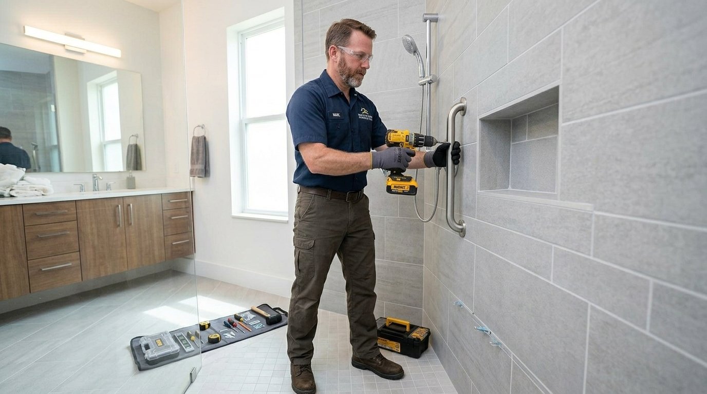 Grab bar installation work in a Wesley Chapel home