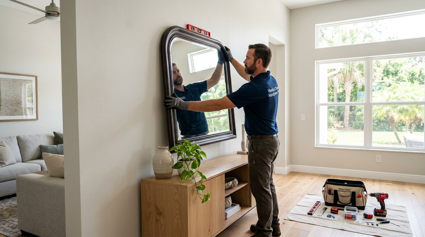 Heavy Mirror Wall Mounting in Wesley Chapel, FL