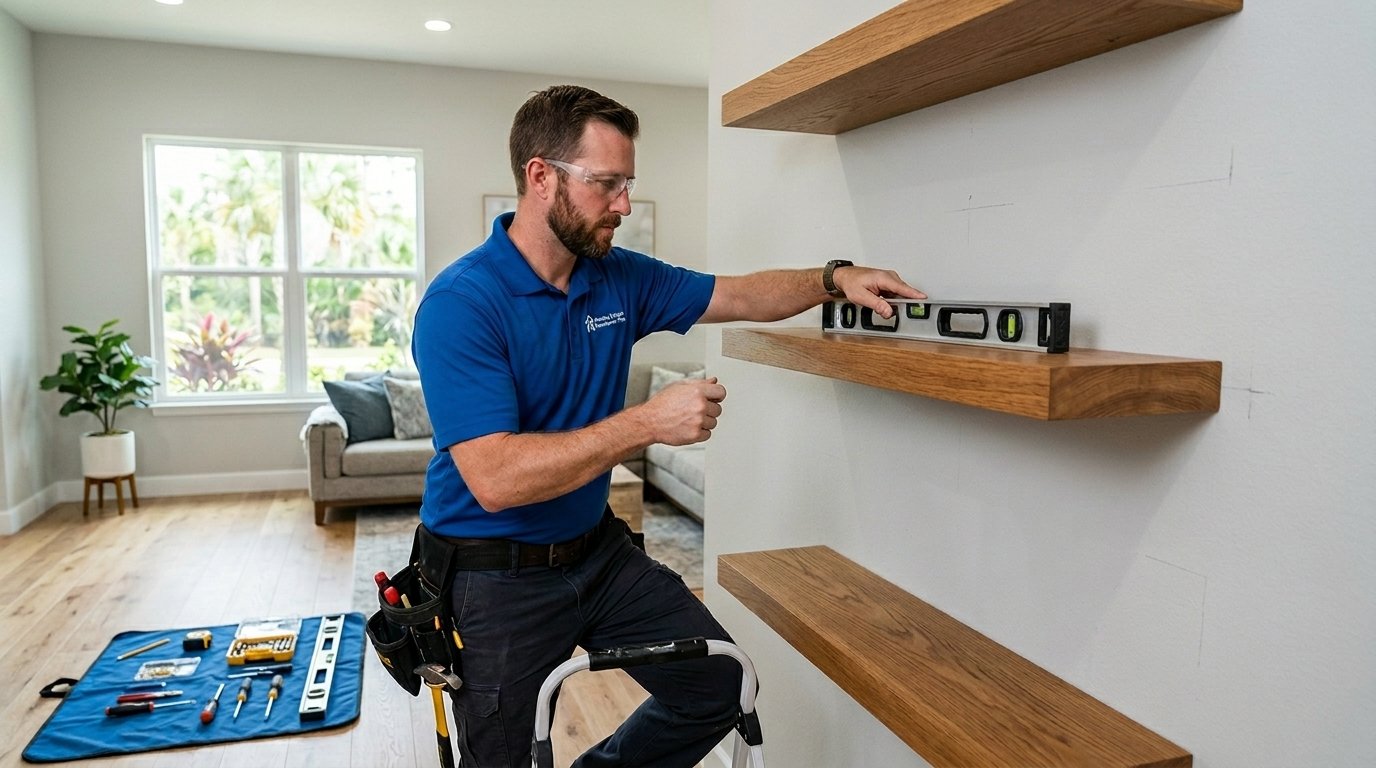 Shelving installation work in a Wesley Chapel home