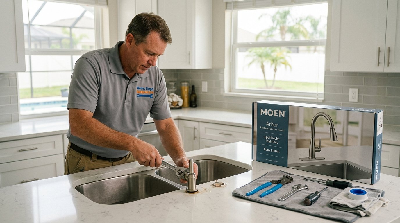 Faucet installation work in a Wesley Chapel home